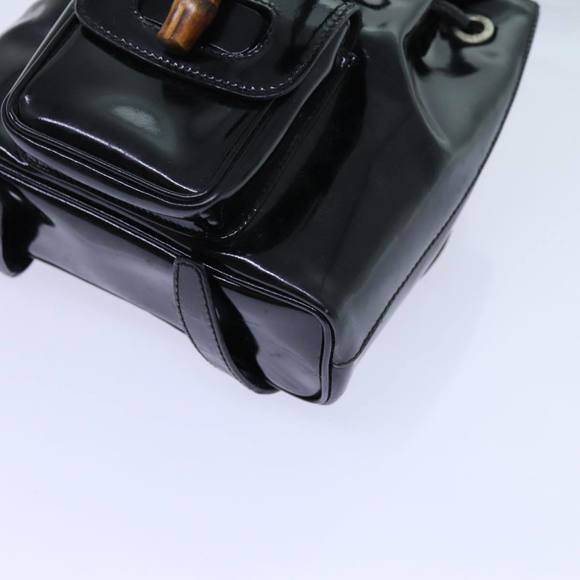 GUCCI Bamboo Backpack Patent leather Black Auth ar11692 - Picture 14 of 16
